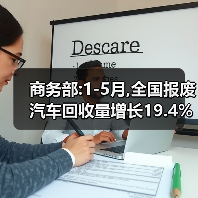 商务部:1-5月,全国报废汽车回收量增长19.4%（图1）